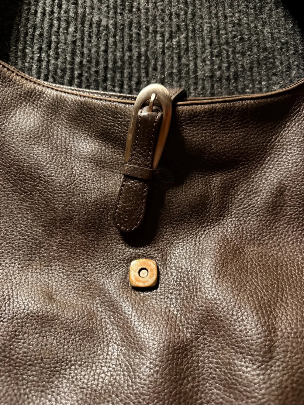Dana Buchman Brown Pebbled Leather Hobo Shoulder Bag Buckle Purse